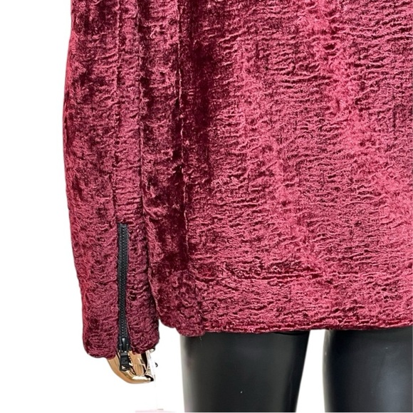 Avec Les Filles Faux Fur Moto Jacket Burgundy Wine XS Oversized NWT - Picture 6 of 11